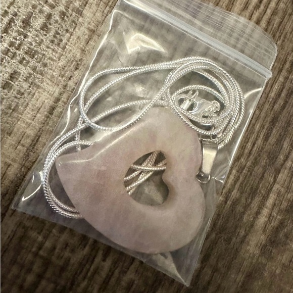 Silver Heart Pendant Necklace with Open Design - Picture 3 of 4